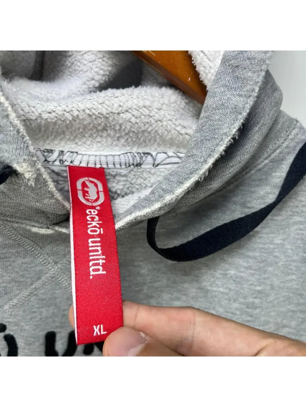 Vtg Ecko Unltd Gray Embroidered Rhino Pullover Hoodie XL - Picture 4 of 11